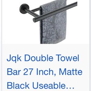 JQK Matte Black Double Towel Bar NWT